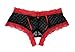 Trixx Intimates Women's Black Crotchless Boyshort Panty With Red Laceup