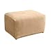 SureFit Home Décor SF38683 Stretch Pique Box Cushion Ottoman Covers Slipcover, Form Fit, Polyester/Spandex, Machine Washable, One Piece, Cream Color