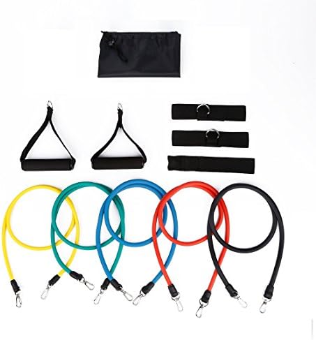 BootKitchenTan 11 PCS Resistance Bands Set with Anchor/Handles/Ankle Straps and exercise training Resources for Fitness Include Carry Bag
