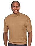 Paul Fredrick Men's Silk Grid Mock Neck Pullover Camel Large