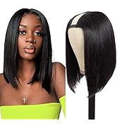 PANEWAY U Part Wig Human Hair Straight Bob Wigs For Black Women 12 inch Brazilian Remy Hair Short...