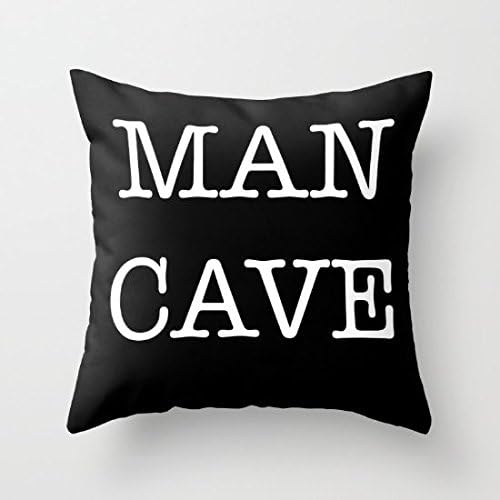Decorative Pillow Case Man Cave on White Cushion Cover 18" x 18"