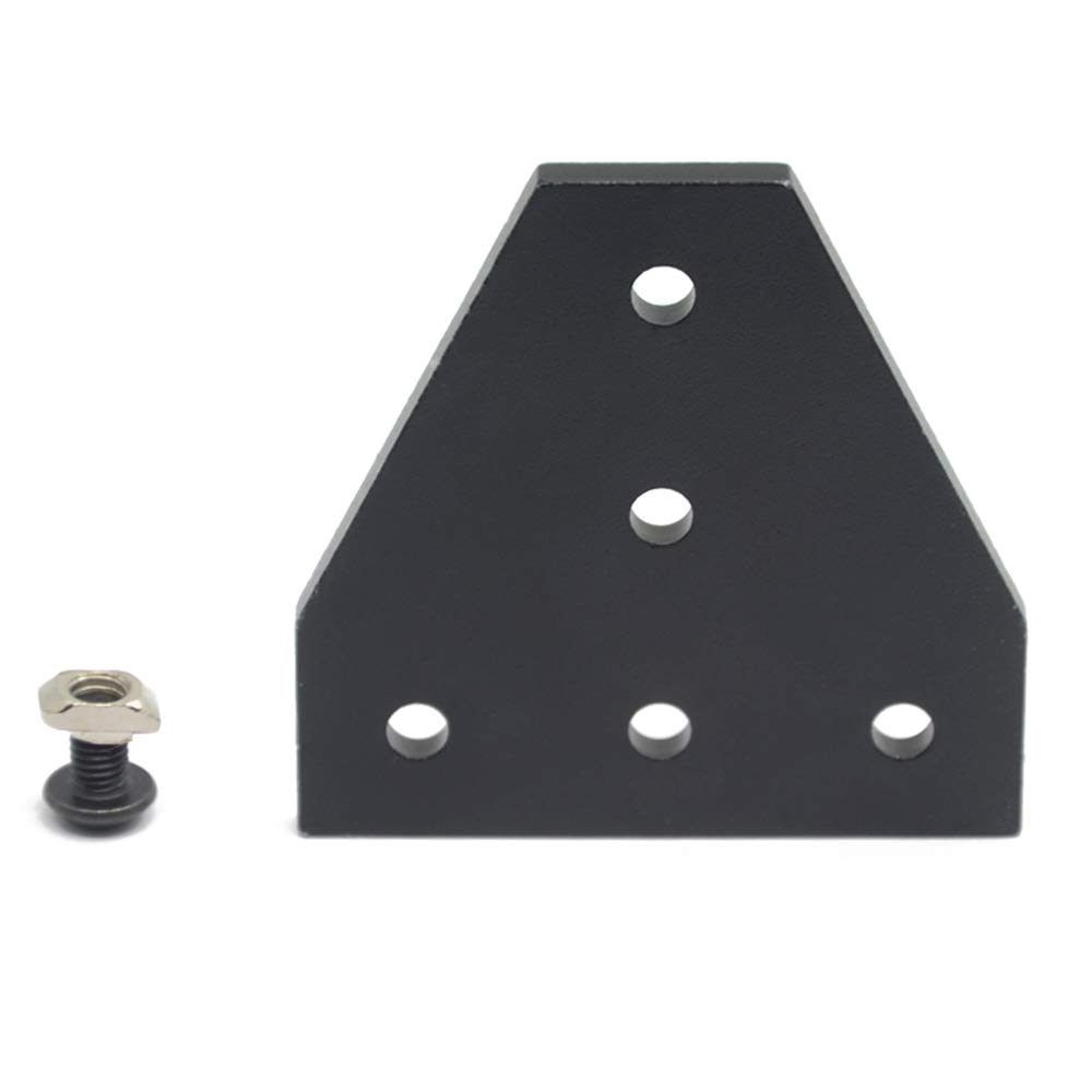 Iverntech 8Pcs Black T Shape Corner Bracket Outside Joint Board Plate with 40Pcs M5 T-Nuts+40Pcs M5 Screws +1Pcs Wrench for Standard 6mm Slot 2020 Series Aluminum Extrusion Profile