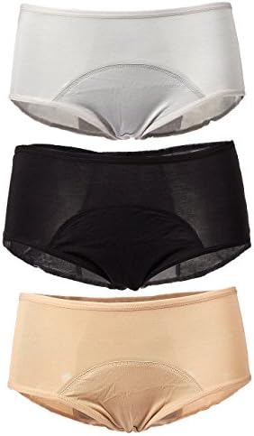 Rosy Cheeks Period Panty - Set of 3 Menstrual Underwear Sanitary Protective Briefs, Leak Proof Period Underwears, Women, Black, Gray, Beige, M