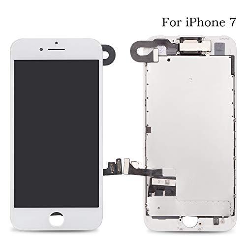 Screen Replacement for iPhone 7,LCD Display & Touch Screen Digitizer Replacement with Frame Spare Parts with Front Camera+Sensor Flex+ Earpiece Speaker + Repair Tools (4.7'')