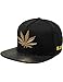 SSLR Men's Adjustable Leaf Shape Studded Flat Bill Caps (One Size (7 1/8-7 3/8), Black)