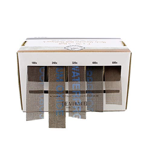 DCT Mesh Abrasive Paper 5-Piece Sand Paper Variety Pack with Dispenser – 180, 240, 320, 400, 600 Grit Mesh Sandpaper