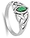 Sterling Silver Simulated Emerald Ring Irish Celtic Knot Design Band 925 New Size 7