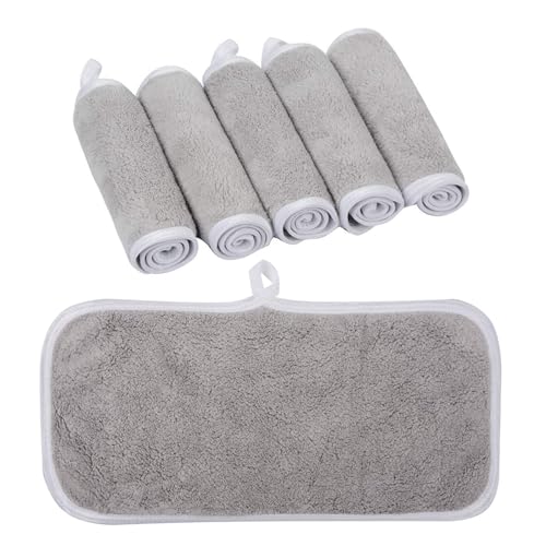 KinHwa Microfibre Face Cloths for Cleansing Reusable Flannels Makeup Remover Cloth Ultra Soft Washcloths with Water Only 15x30cm Pack of 6 Gery