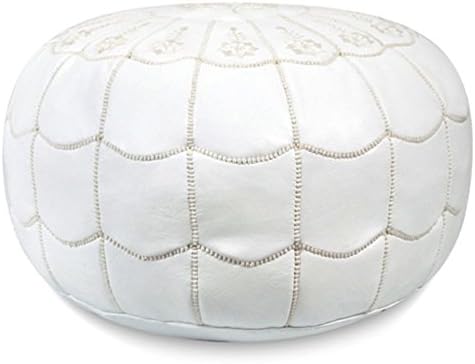 Ikram Design Moroccan Round Leather Pouf with Arch Design