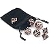 Set of Solid Metal Dice – Shiny Copper with Black Enamel Great for Role Playing Games(RPG)