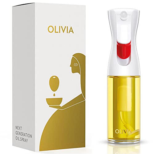 FLAIROSOL OLIVIA 130 ml Glass Oil Sprayer - Continuous Spray Technology with Portion Control - Versatile for Cooking, Salads, Barbecues, Baking, etc. (Golden Logo)