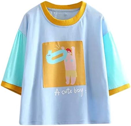 Harajuku Women Fashion Pink Star Japanese Letter Short Sleeve Hoodie T Shirt