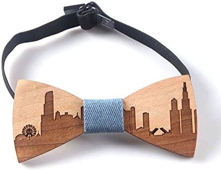 SAMBAN Creative Men’s Wooden Bow Tie Handmade Wedding Party Adjustable Lightweight Wood Bowtie Necktie Father's Day Gift (NO.2)