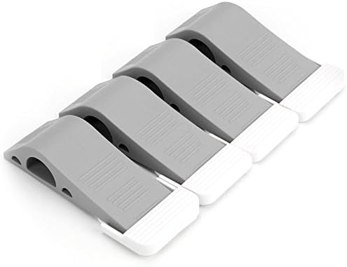 Dor Stopper | 4pcs Door Stopper Steel Wedge with Extra Hook Holder for All Floor Surface to Hold Any Doors and Prevent Scratching | Durable Odorless Anti-Skid TPR ABS Material | Grey | 1480.3