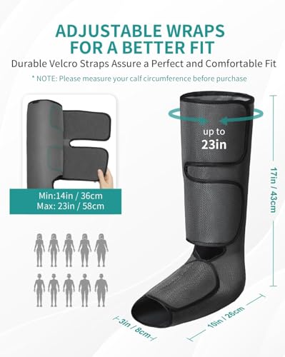 Nekteck Leg Compression Massager for Circulation and Relaxation, Foot and Calf Massage Machine 2 Modes 3 Intensities with Hand-held Controller for Pain Relief