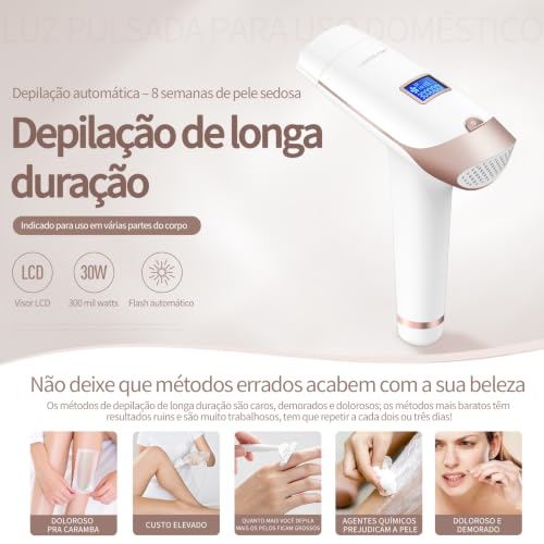 Depilador e Rejuvenescedor a Laser Permanente Luz Pulsada Lescolton T-009i