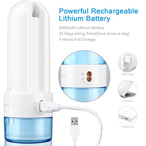 Cordless Water Flosser Oral Irrigator - Portable Rechargeable Professional Dental Water Flosser IPX7 Waterproof 4 Modes Interchangeable 5 Jet Tips - Oral & Nose Care For Home and Travel Use - Thumbnail 7
