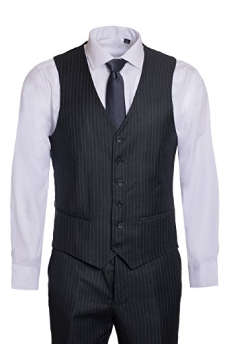 King Formal Wear Men's Premium Modern Fit Pinstripe Suit - Many Colors (Gray Pinstripe, 40 Long)… - Thumbnail 2