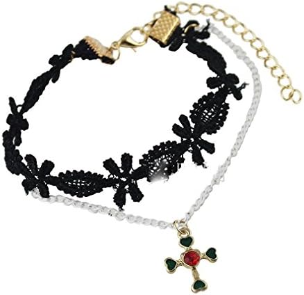 XIEXIE Gothic Style Lace Flower Silver Color Chain Anklet , one size