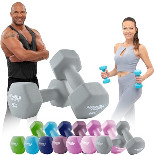 Miweba Sports Neopren Hantelset | 𝐏𝐫𝐨𝐟𝐢 Hantel - Hexagon Hanteln Set - Kurzhanteln - Kurzhantel Set - Gymnastikhanteln - Hantel Set - Dumbbell - 0,5-1