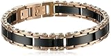 Men's Two-Tone Ceramic and Rose Stainless Steel Link Bracelet