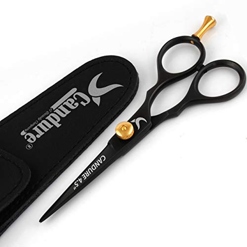 Mustache and Beard Trimming Scissors Facial Hair Scissors for Eyebrows Eyelashes Nose Ear Hair - Baby Hair Trimming Scissors Fine Adjustment Tension Screw Sharpness and Stainless Steel (COM-1)