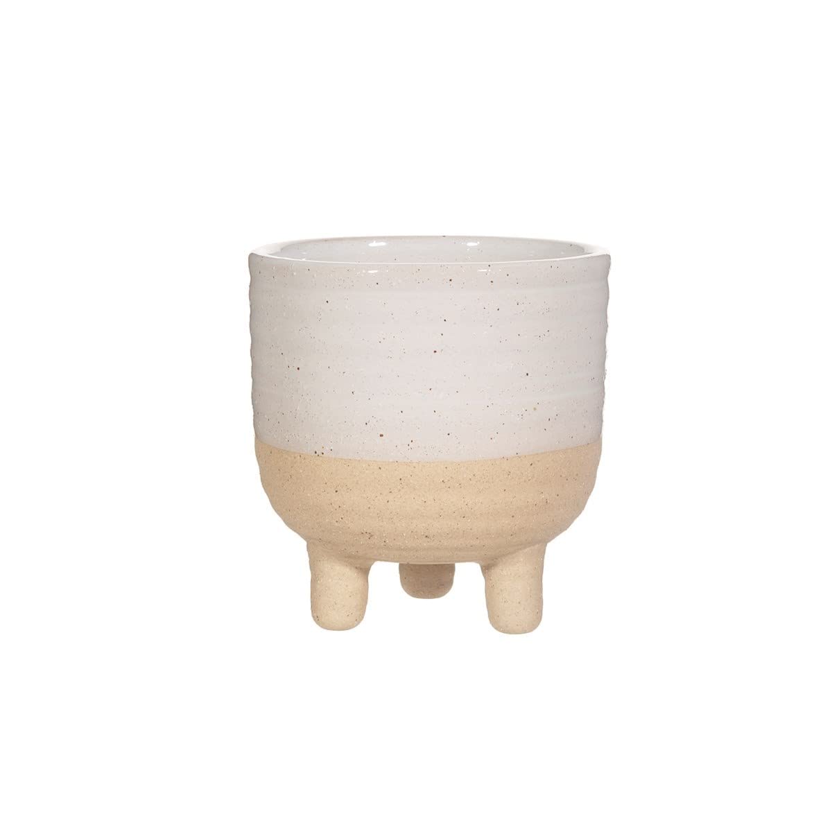 Sass & Belle Rustic White Half Glazed Small Planter