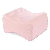 Knee Pillow - Ideal Choice for Hip, Back, Leg, Knee Pain, Side Sleepers, Pregnancy & Right Spine Alignment – Premium Comfortable Memory Foam Wedge Contour w Washable Cover & Storage Bag (Light Pink)