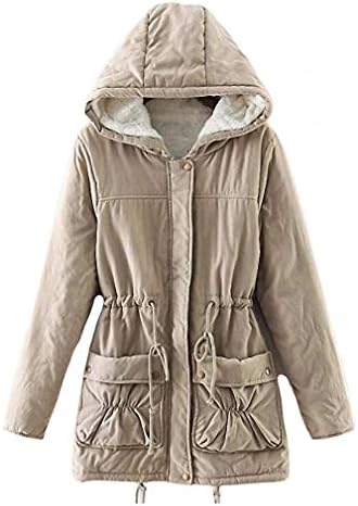mewow Women's Winter Mid Length Thick Warm Faux Lamb Wool Lined Jacket Coat
