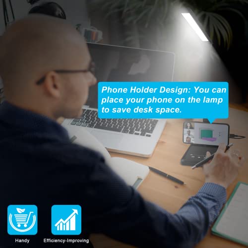 Aourow Desk Lamp LED Dimmable: Table Lamp with 5 Light Color and 5 Brightness Levels,Eye-Protection Table Light with USB Charging Port for Smartphone,Bedside Lamp with Touchscreen for Office,Children