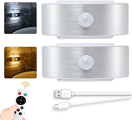 SZOKLED Motion Sensor Night Lights, Dimmable LED Nightlights, LED Closet Light Remote Control, Battery Operated & Rechargeable 2 in 1, Stick Anywhere for Hallway, Stair, Bedroom, Babyroom, Kitchen