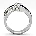 Ring Stainless Steel Princess Shape Blue Sapphire Simulated Cubic Zirconia Wedding Women's Non-Tarnish size 8