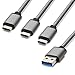 USB C Cable, X-EDITION USB Type C Cable 3 Pack (10ft) Nylon Braided Fast Charger Cord(USB 3.0) for Samsung Galaxy S8, S8+ Plus, Moto Z, Nexus 6P, LG G6, Google Pixel, Nintendo Switch, Honor 8/9 (Grey)