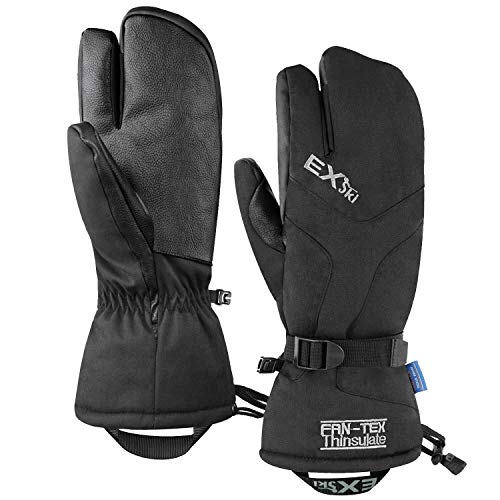 EXski Waterproof Winter 3-Finger Ski Gloves Warm Insulated Snow Mittens for Cold Weather Snowboard Snowmobile Medium
