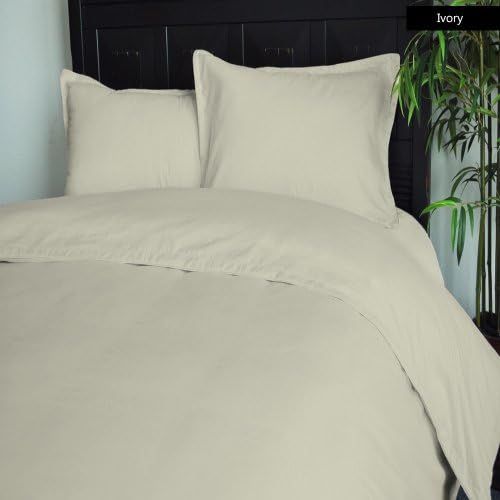Royal Home Collection 100% Egyptian Cotton 3 PCs- Duvet Cover Set Queen Bed Size, Ivory Solid 600 Thread Count