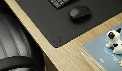 Mouse Pad Grande 90x40cm KingPad Couro Ecológico Preto – Desk Pad Antiderrapante para Escritório, Home Office, Estudo – Tapete de Mesa Resistente à Água