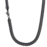 U7 Men Heavy Chain 9MM Wide 18K Stamp Fashion Jewelry Street Rock Hip Hop Style Black Gun Metal Plated Chunky Necklace (18 inches)