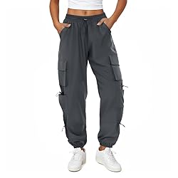 COPYLEAF Womens Parachute Cargo Pants with Pockets