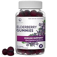 Elderberry Gummies with Organic Black Sambucus Immune Support w/Zinc & VIT C - NO Gelatin NO Corn Syrup Organic Elderberries 60 CT