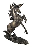 Bronzed Rearing Unicorn Statue