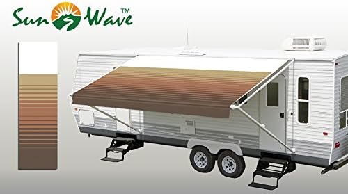 SunWave Premium RV Awning Fabric Replacement | Vinyl Canopy (16', Brown) - Awning Replacement