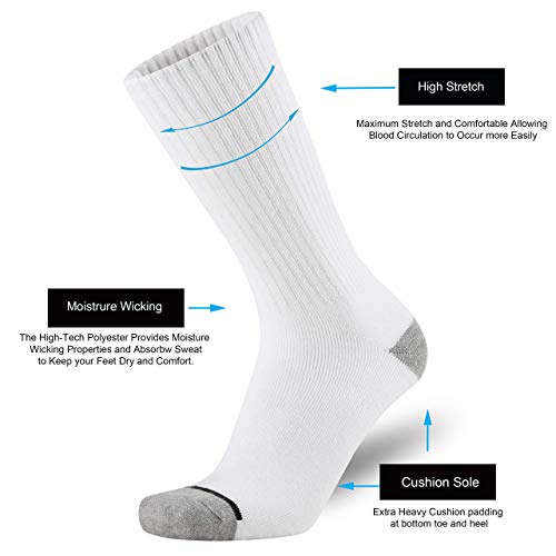 ONKE Cotton Cushion Crew Socks for Men Athletic All Season Heavy Duty