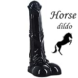 Big Animal Horse Dildo G Spot Stimuating Solid Ribbed Big Cock Size Female Masturbate Sex Toys Fetish Product Couple Flirting (Black)