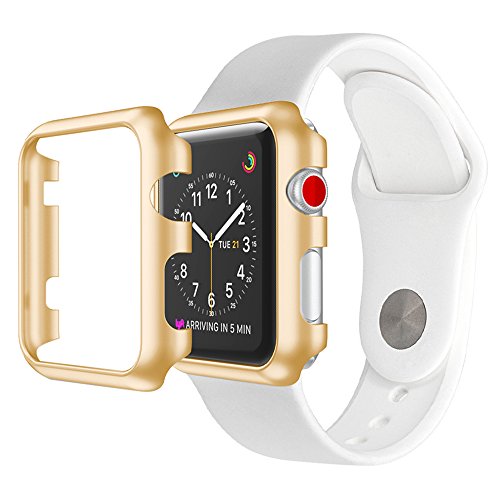 Apple Watch Bumper Case 38mm for Apple Watch 38mm Series 3/2/1 Protective Shell Lightweight Aluminum PC Plated Frame Cover Shockproof Shield Guard - Gold