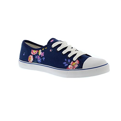 Cath Kidston Slim Plimsolls Busby Bunch Navy Blue Womens Pumps