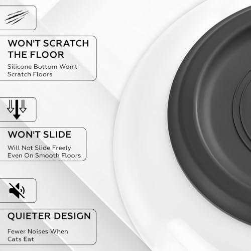AMROAH 3pcs Cat Food Bowl Set Dishes for Indoor Cat & Kitten, Wide Anti Whisker Fatigue Heavy Non-Slip Ceramic Cat Bowls Plate for Dry Wet Food & Water Home Outdoor