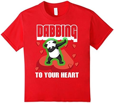Kids Cute Panda DABBING TO YOUR HEART Valentines Day Shirt Funny 8 Red