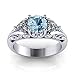 LI&HI Dolland Women's Silver Oval Cut Natural Aquamarine Cubic Zirconia Ring Engagement Ring,7#