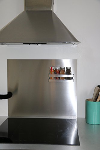 Compactor Magnetic Kitchen Spice Rack for Fridges and Metal Surfaces, Stainless Steel, Silver, 20.5 x 6 x 6 cm